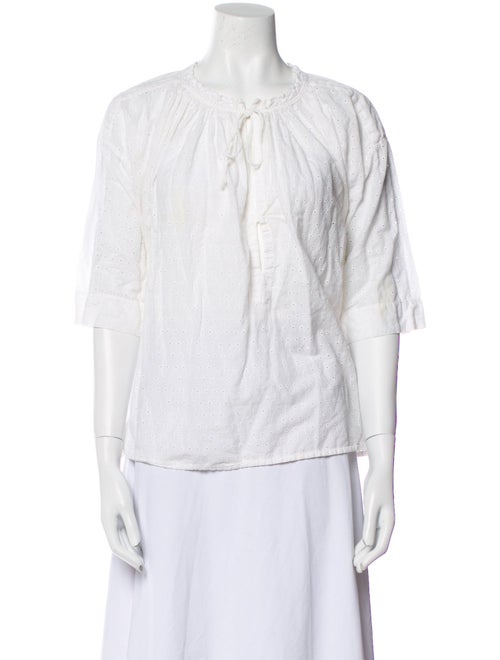 Nili Lotan Lace Pattern Crew Neck Blouse