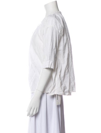 Nili Lotan Lace Pattern Crew Neck Blouse