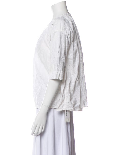 Nili Lotan Lace Pattern Crew Neck Blouse