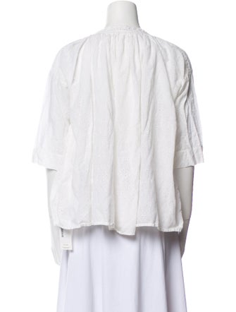 Nili Lotan Lace Pattern Crew Neck Blouse