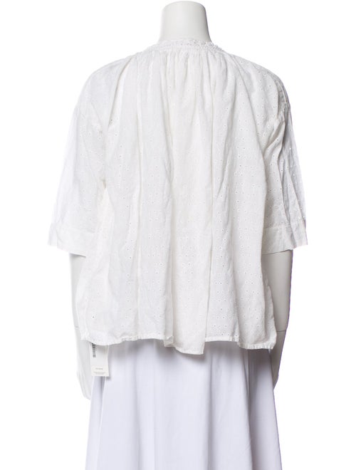 Nili Lotan Lace Pattern Crew Neck Blouse