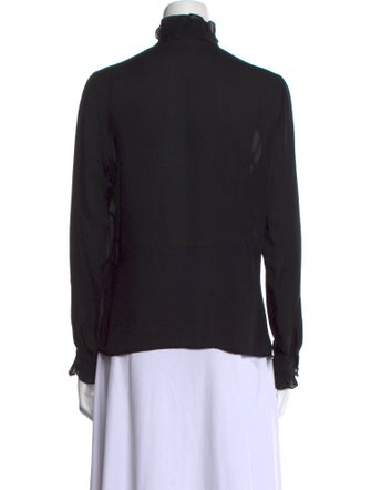 Nili Lotan Silk Mock Neck Button-Up Top