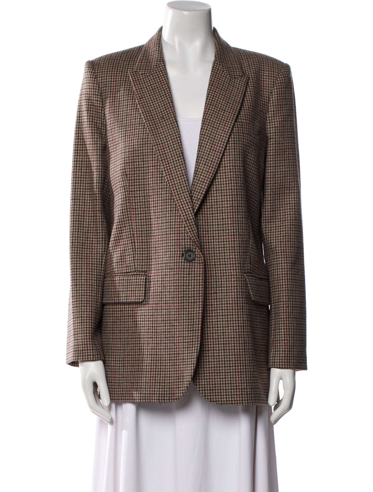 Nili Lotan Wool Houndstooth Print Blazer