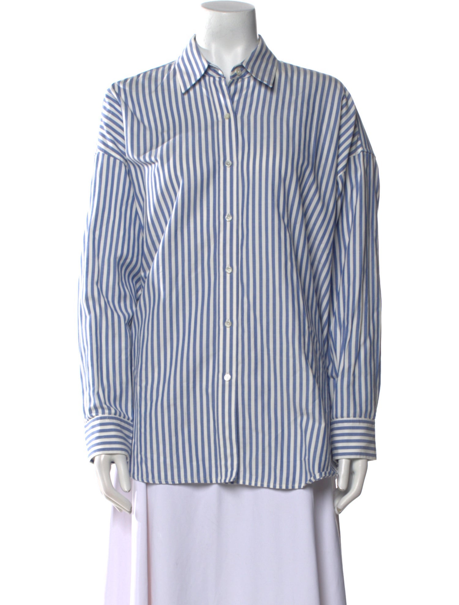 Nili Lotan Striped Long Sleeve Button-Up Top