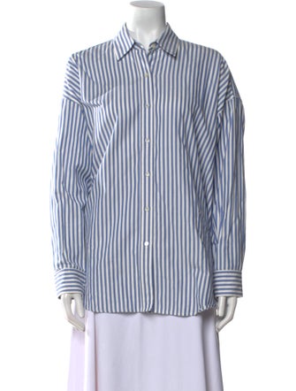 Nili Lotan Striped Long Sleeve Button-Up Top