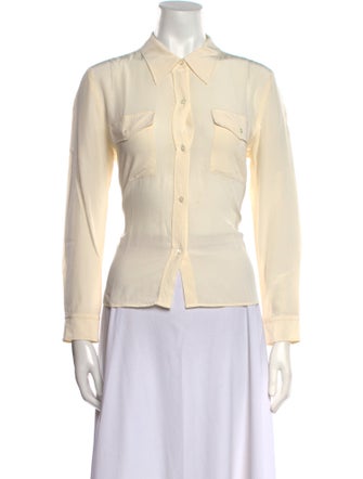 Nili Lotan Silk Long Sleeve Button-Up Top