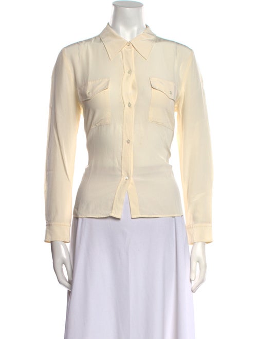 Nili Lotan Silk Long Sleeve Button-Up Top