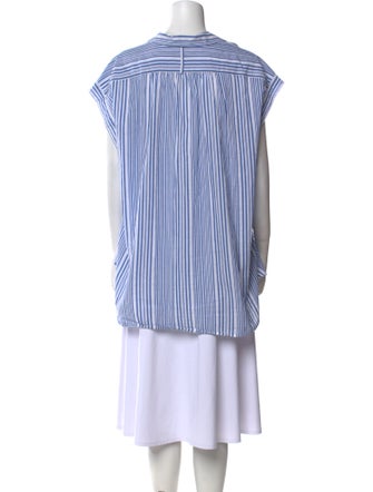 Nili Lotan Striped Short Sleeve Button-Up Top