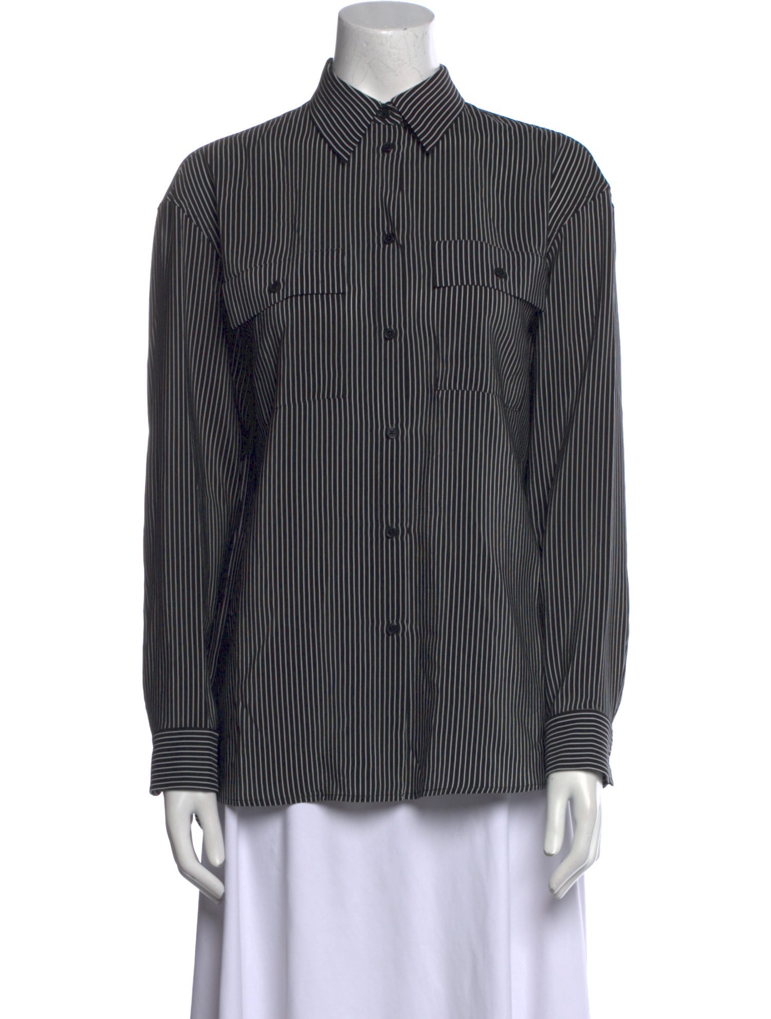 Nili Lotan Silk Striped Button-Up Top