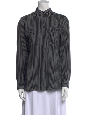 Nili Lotan Silk Striped Button-Up Top