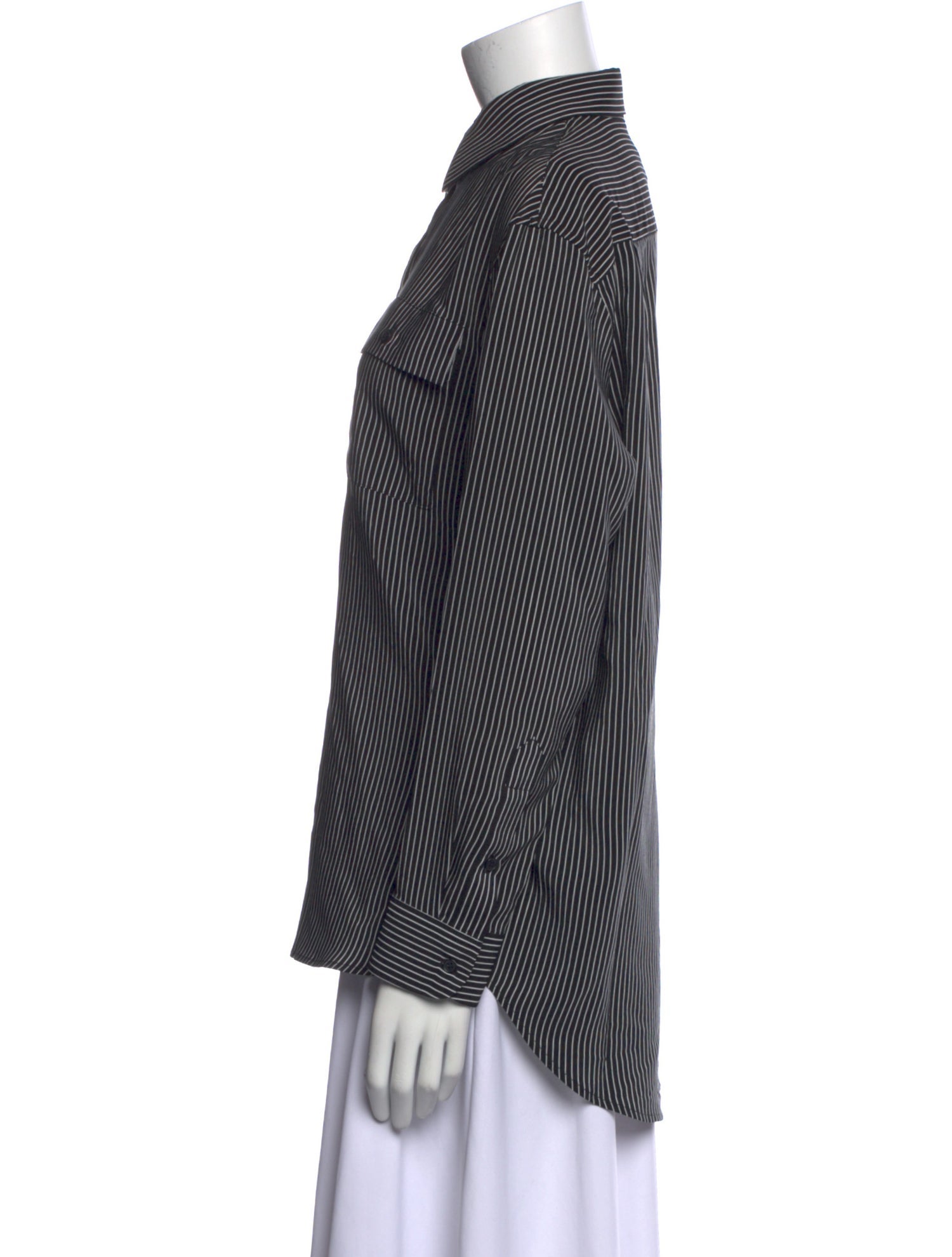 Nili Lotan Silk Striped Button-Up Top