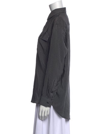 Nili Lotan Silk Striped Button-Up Top