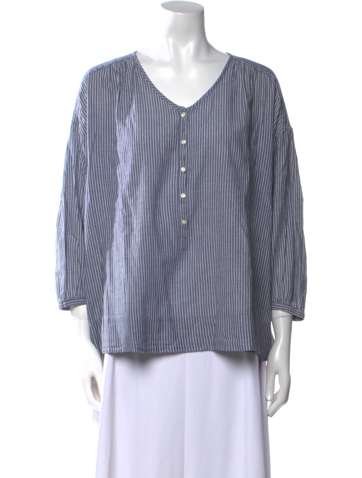 Nili Lotan Striped V-Neck Blouse