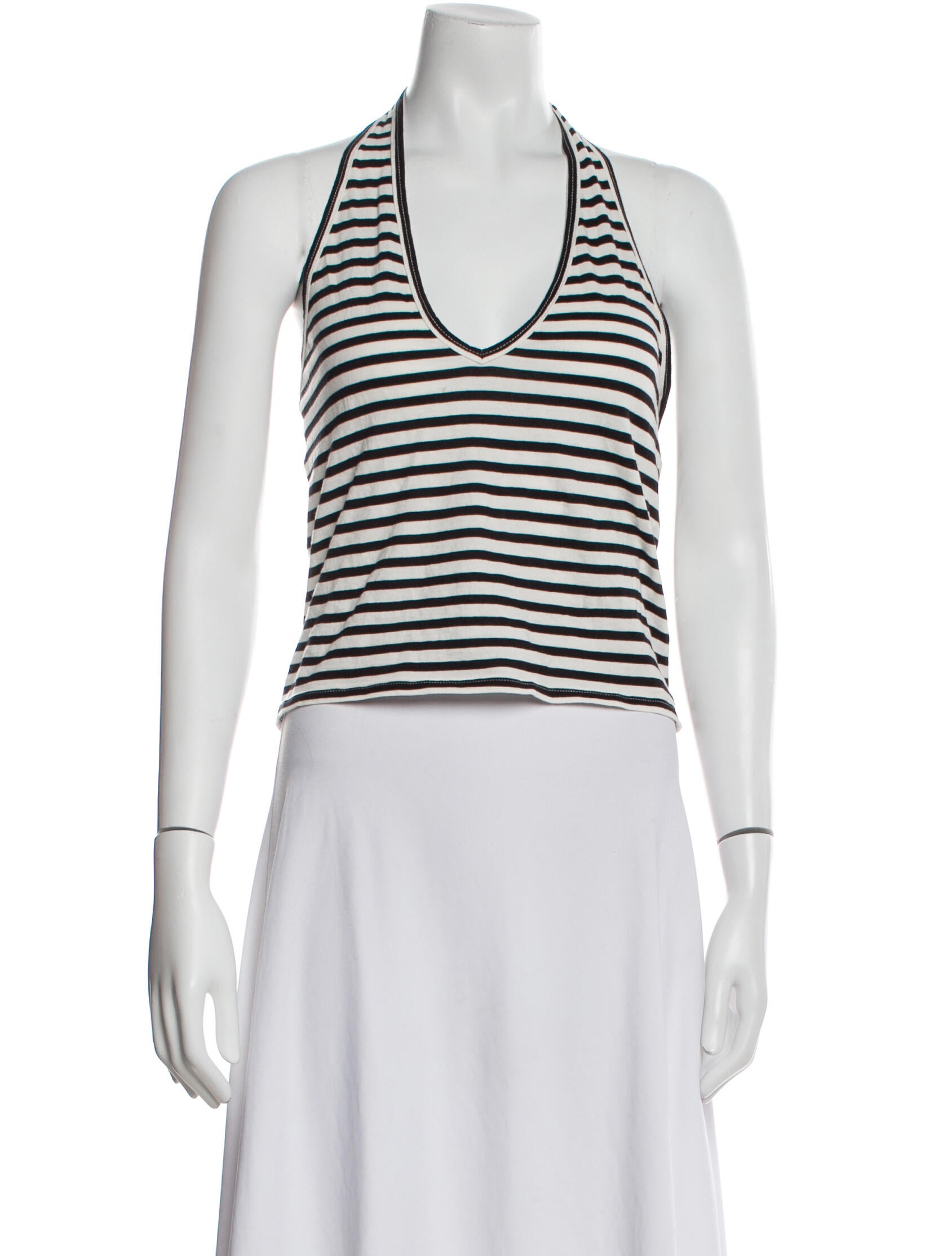 Nili Lotan Striped V-Neck Crop Top