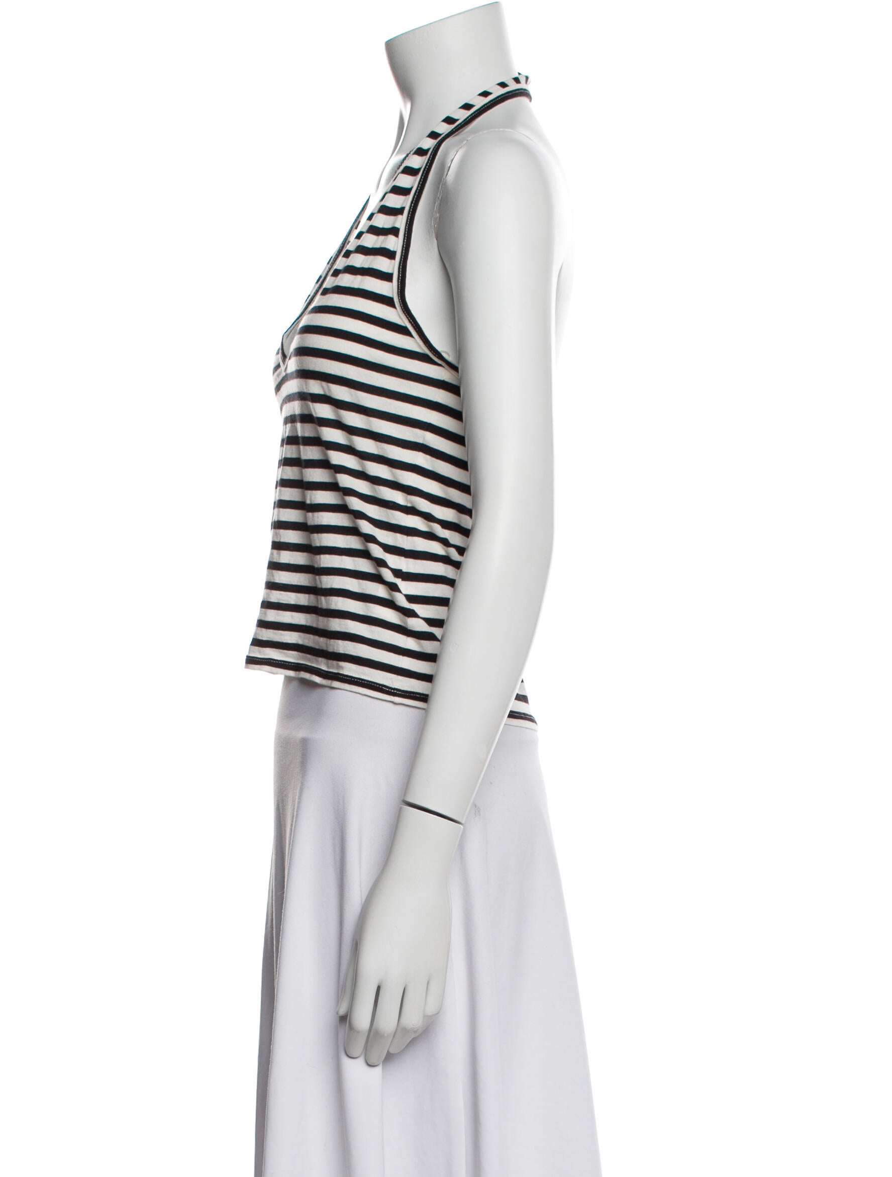 Nili Lotan Striped V-Neck Crop Top