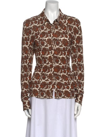 Nili Lotan Printed Long Sleeve Button-Up Top