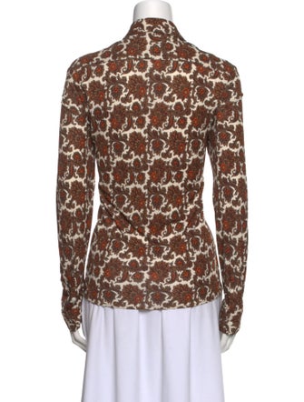 Nili Lotan Printed Long Sleeve Button-Up Top