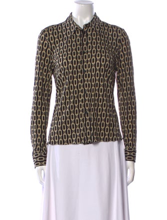 Nili Lotan Printed Long Sleeve Button-Up Top