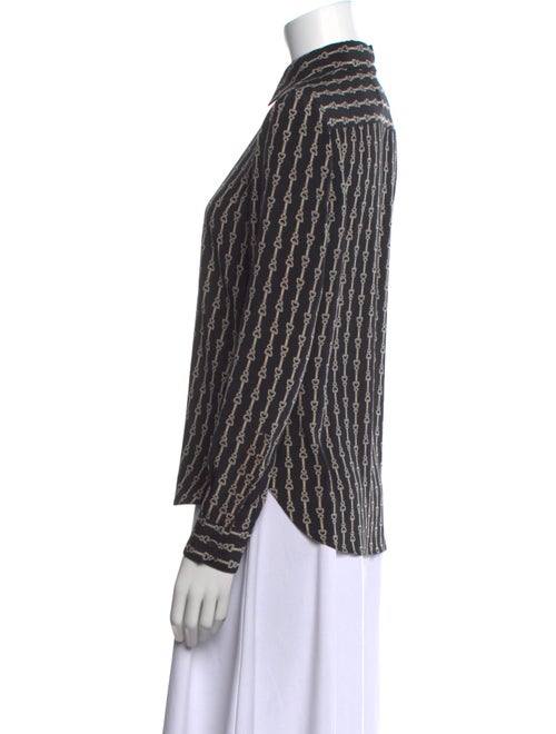 Nili Lotan Silk Striped Button-Up Top