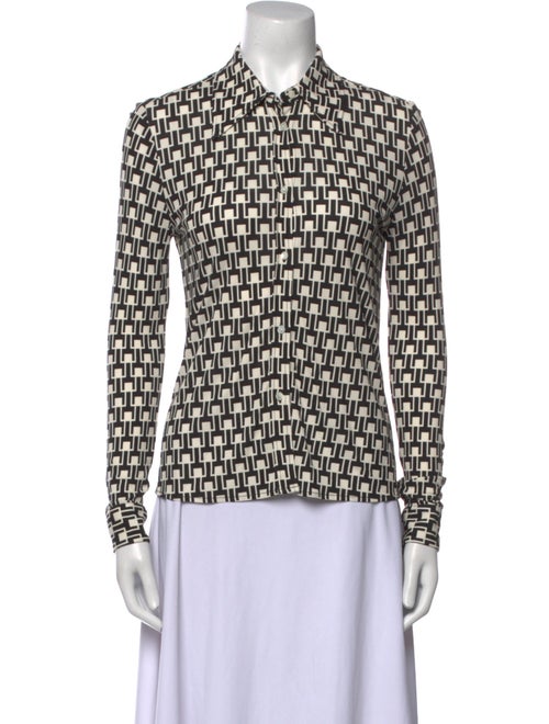 Nili Lotan Printed Long Sleeve Button-Up Top