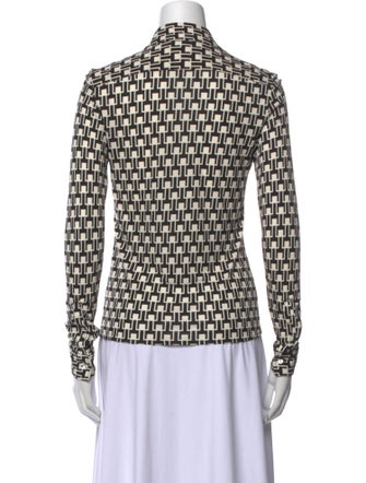 Nili Lotan Printed Long Sleeve Button-Up Top