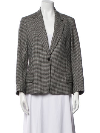 Nili Lotan Wool Houndstooth Print Blazer