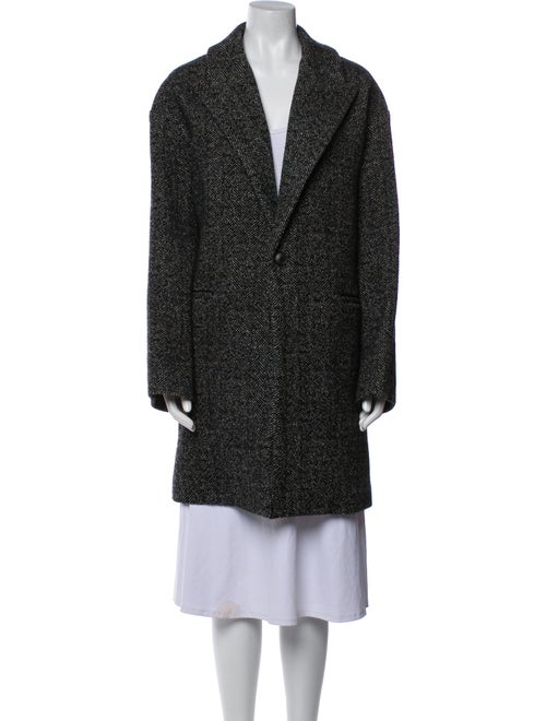 Nili Lotan Virgin Wool Tweed Pattern Faux Fur Coat