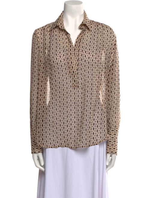 Nili Lotan Silk Printed Button-Up Top