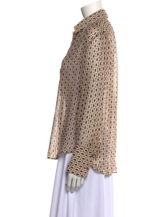 Nili Lotan Silk Printed Button-Up Top