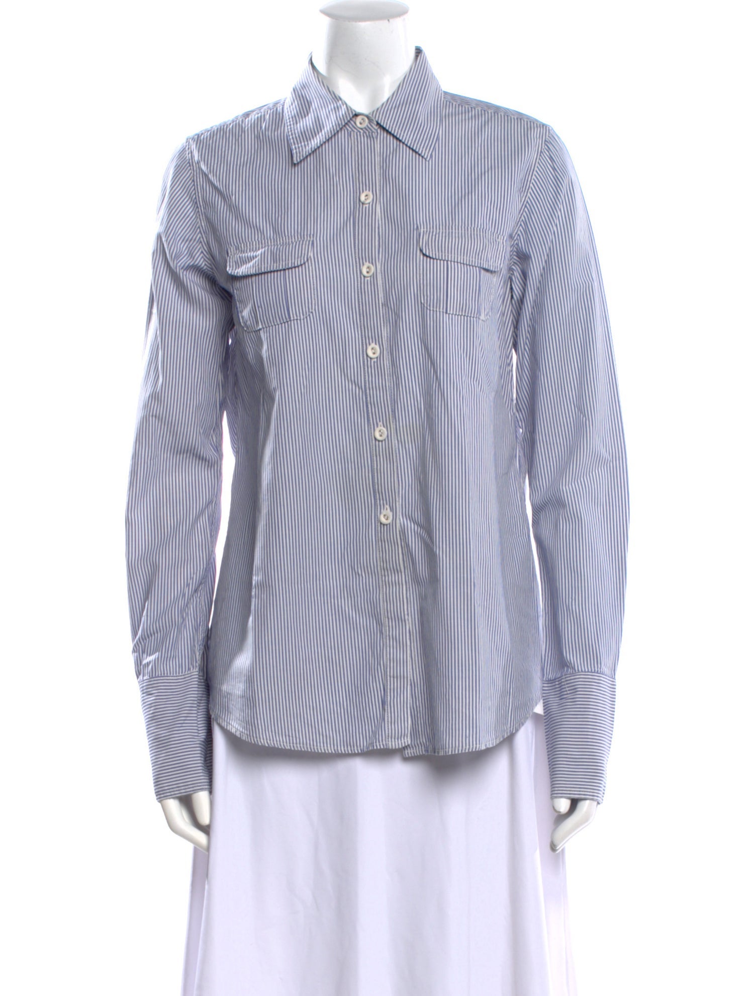 Nili Lotan Striped Long Sleeve Button-Up Top