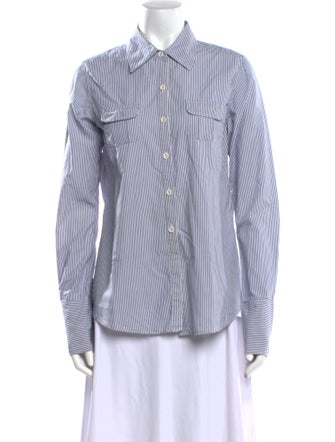 Nili Lotan Striped Long Sleeve Button-Up Top