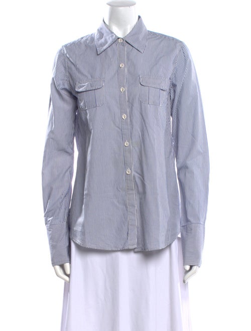 Nili Lotan Striped Long Sleeve Button-Up Top