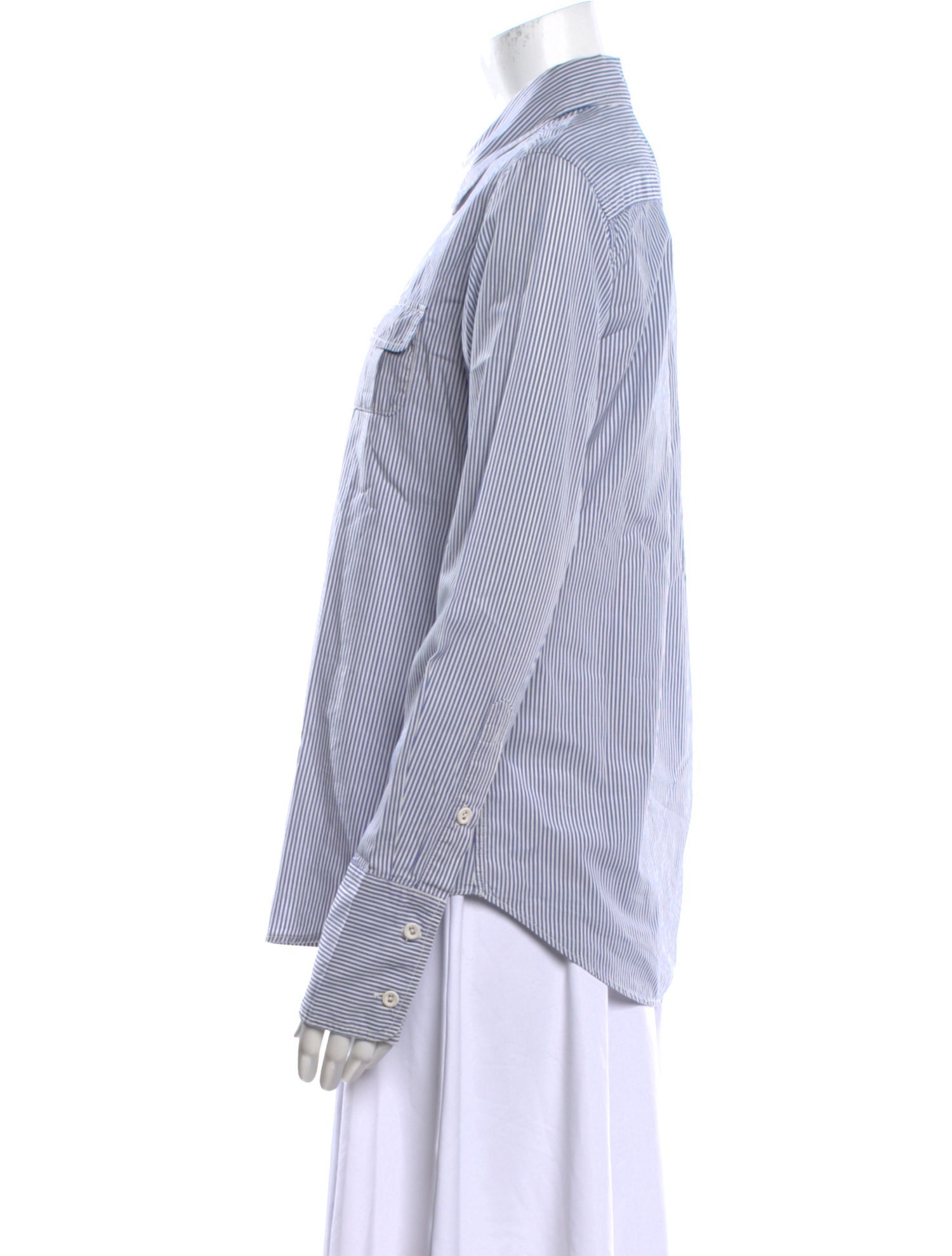 Nili Lotan Striped Long Sleeve Button-Up Top