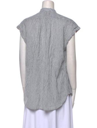 Nili Lotan Striped Mock Neck Button-Up Top