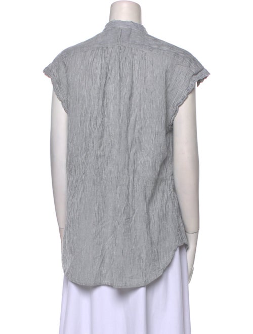 Nili Lotan Striped Mock Neck Button-Up Top