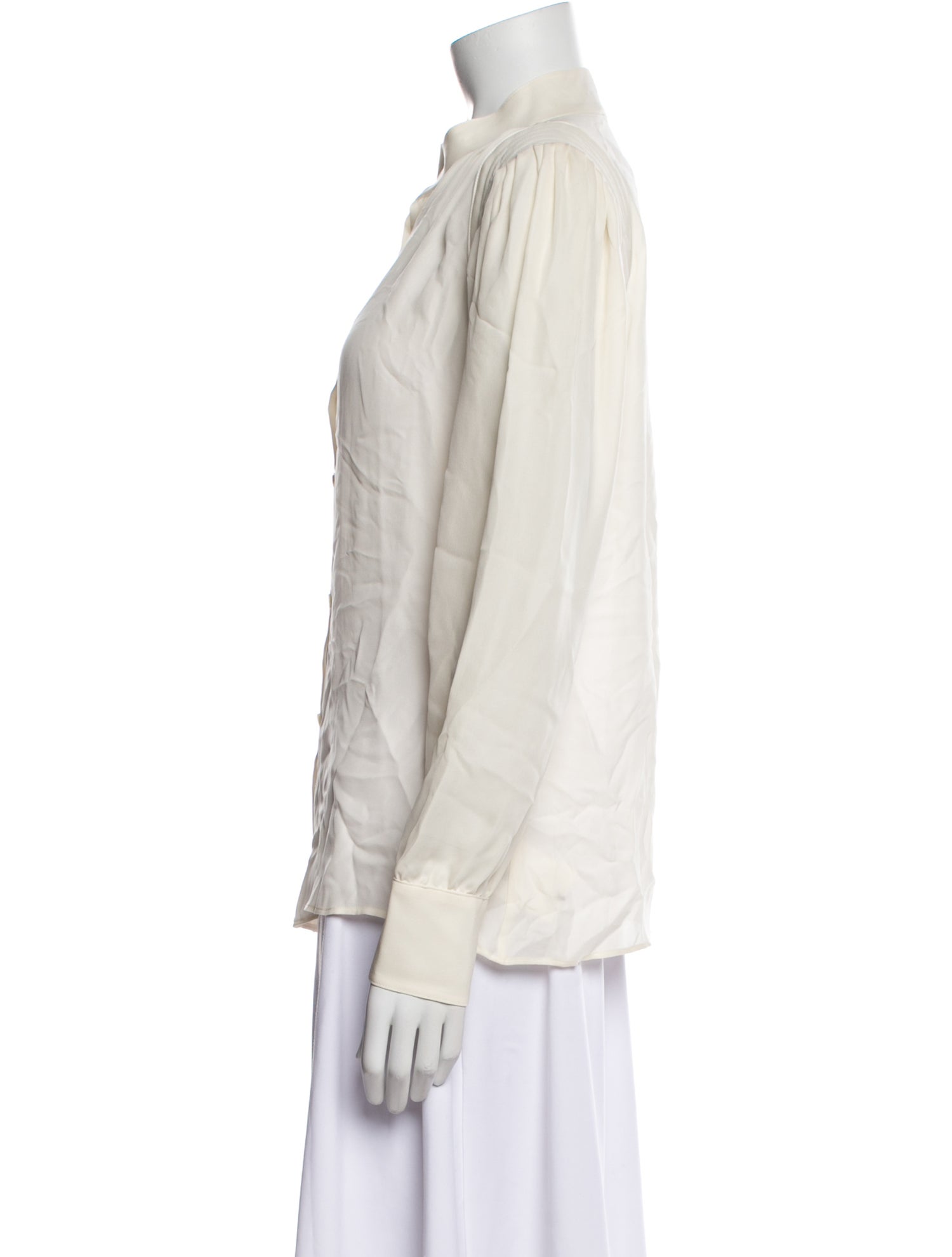 Nili Lotan Silk Long Sleeve Button-Up Top