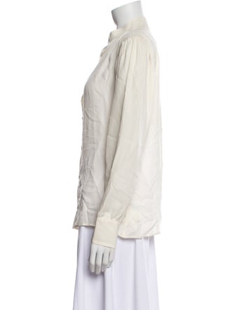 Nili Lotan Silk Long Sleeve Button-Up Top