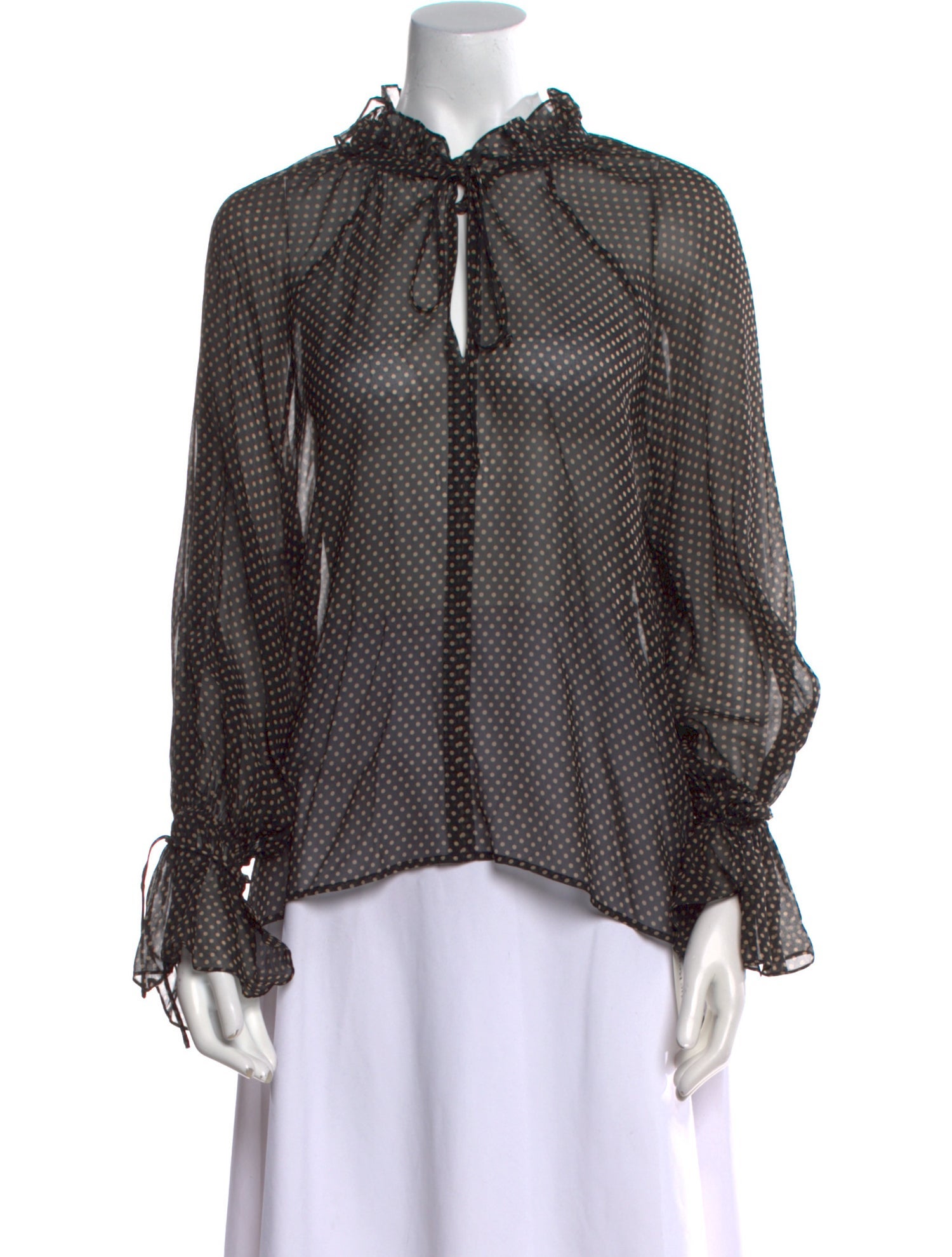 Nili Lotan Silk Polka Dot Print Blouse