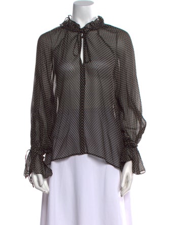 Nili Lotan Silk Polka Dot Print Blouse