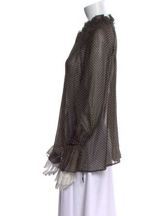 Nili Lotan Silk Polka Dot Print Blouse