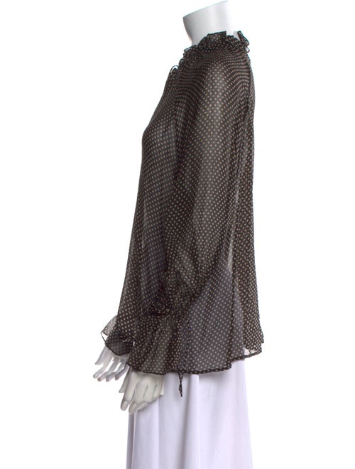 Nili Lotan Silk Polka Dot Print Blouse