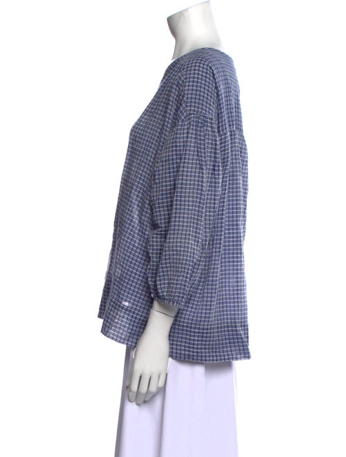 Nili Lotan Plaid Print V-Neck Blouse