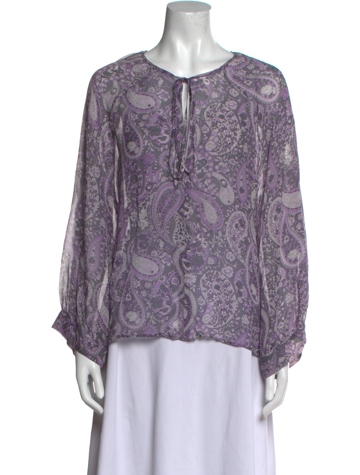 Nili Lotan Paisley Print Scoop Neck Blouse