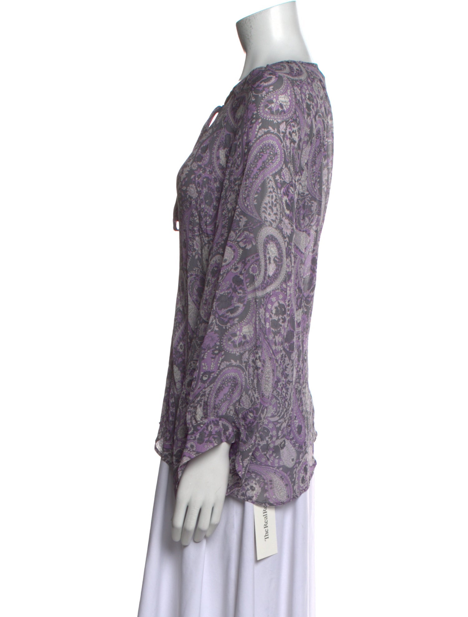 Nili Lotan Paisley Print Scoop Neck Blouse