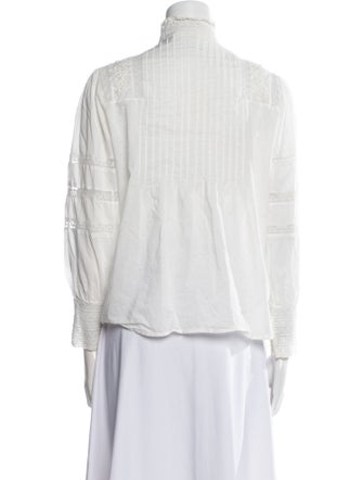 Nili Lotan Mock Neck Long Sleeve Button-Up Top