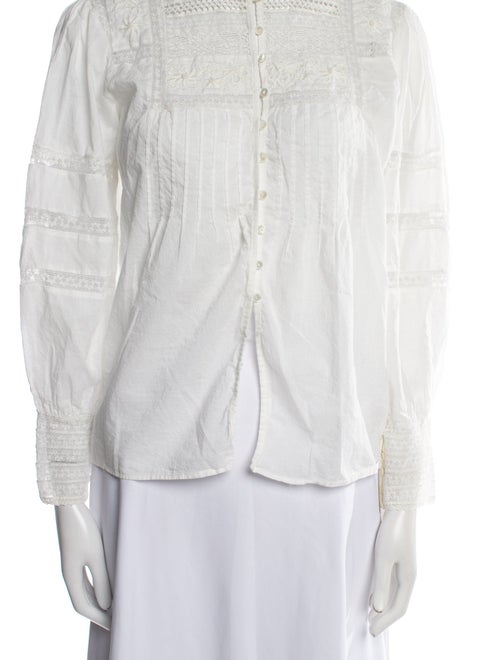 Nili Lotan Mock Neck Long Sleeve Button-Up Top