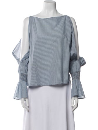 Nili Lotan Striped Bateau Neckline Blouse