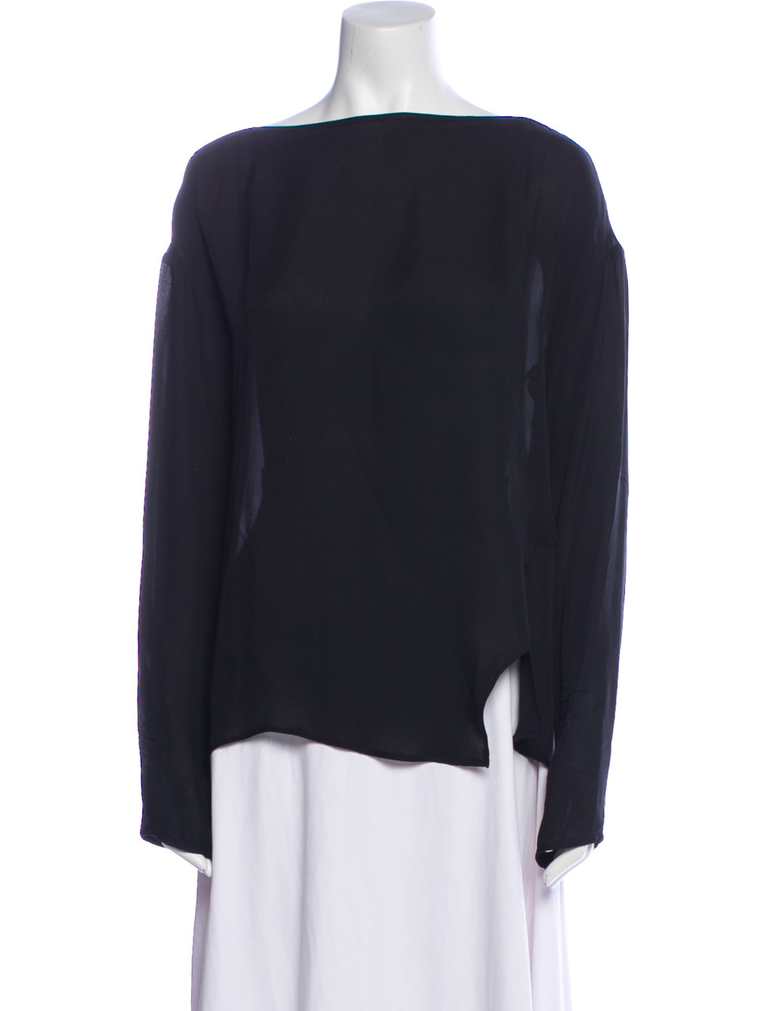 Nili Lotan Silk Bateau Neckline Blouse