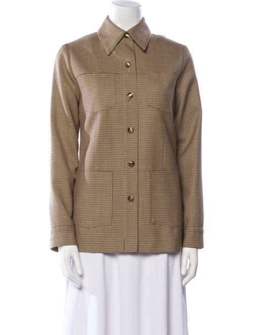 Nili Lotan Virgin Wool Plaid Print Jacket