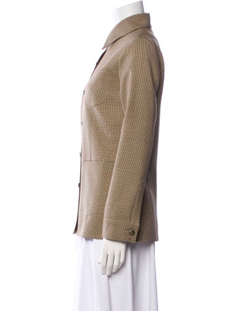 Nili Lotan Virgin Wool Plaid Print Jacket